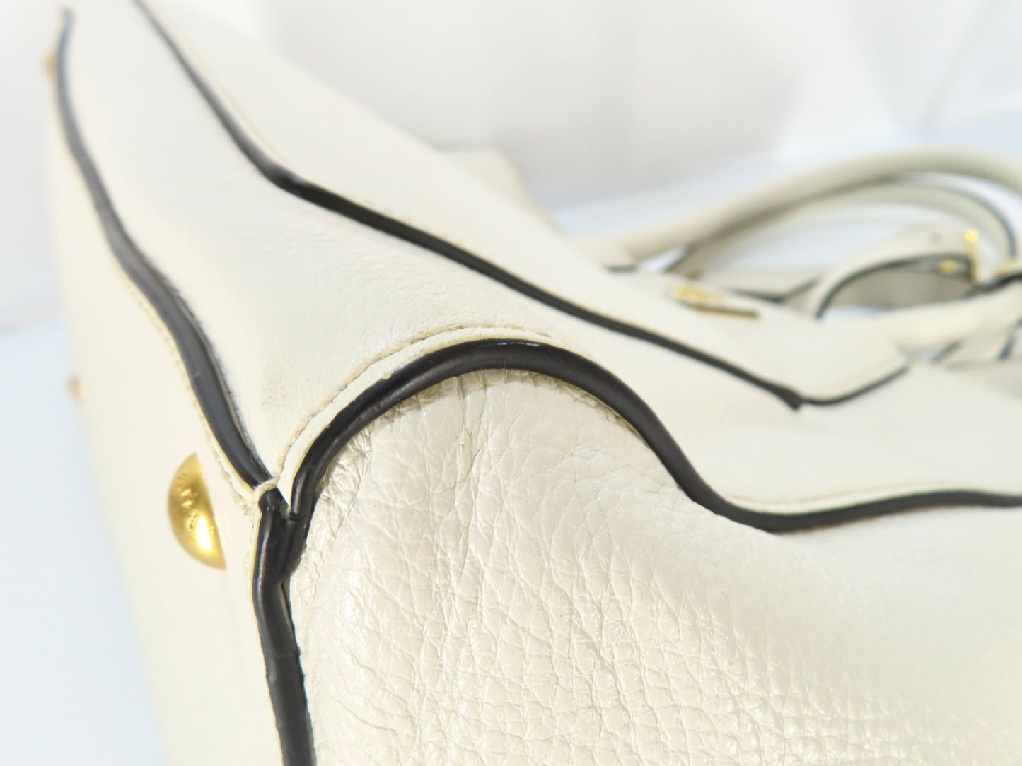 PRADA Vitello 2-Way Tote Bag, White