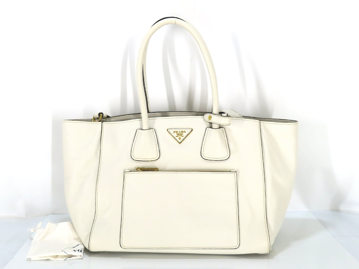 PRADA Vitello 2-Way Tote Bag, White