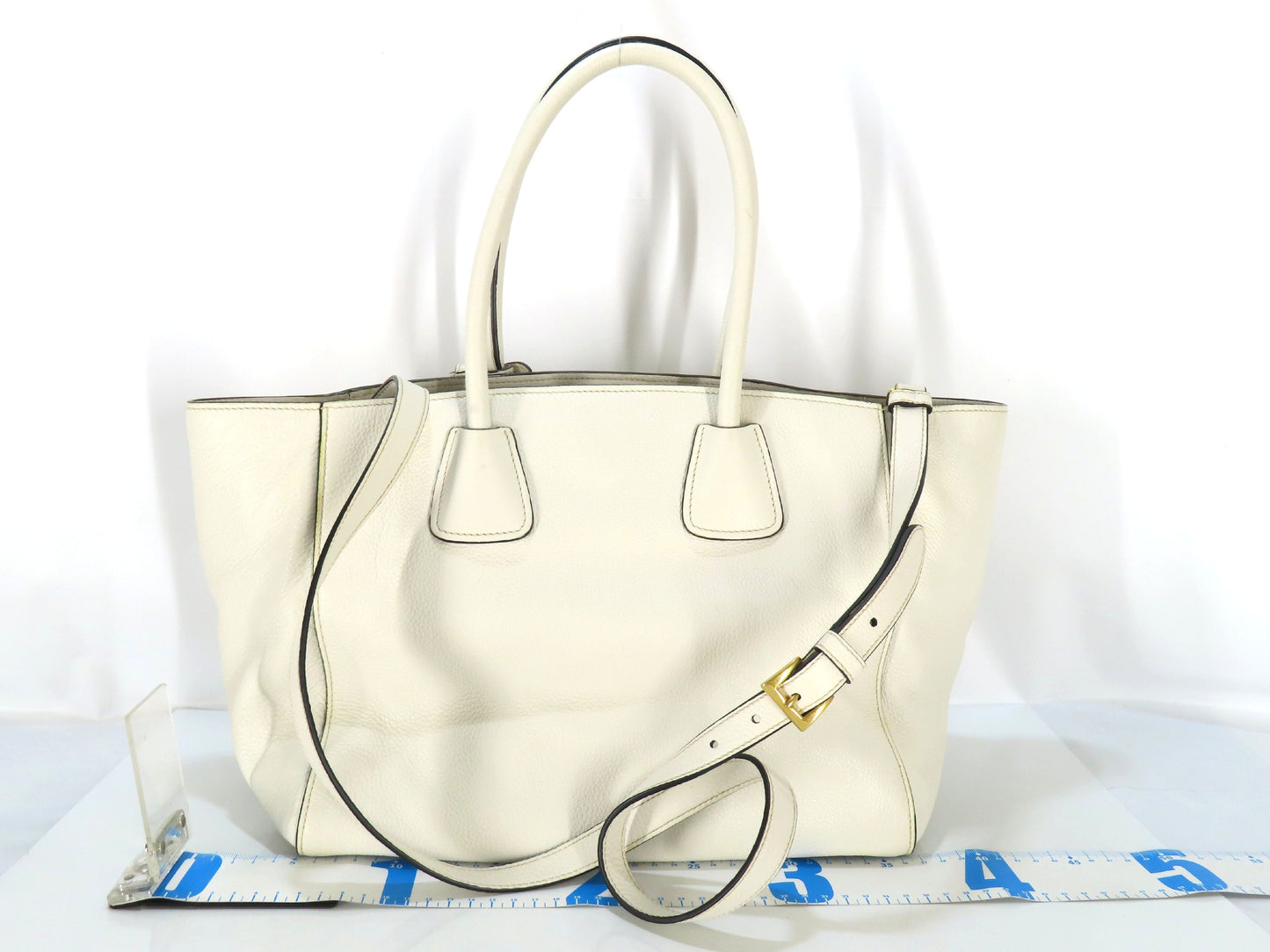 PRADA Vitello 2-Way Tote Bag, White