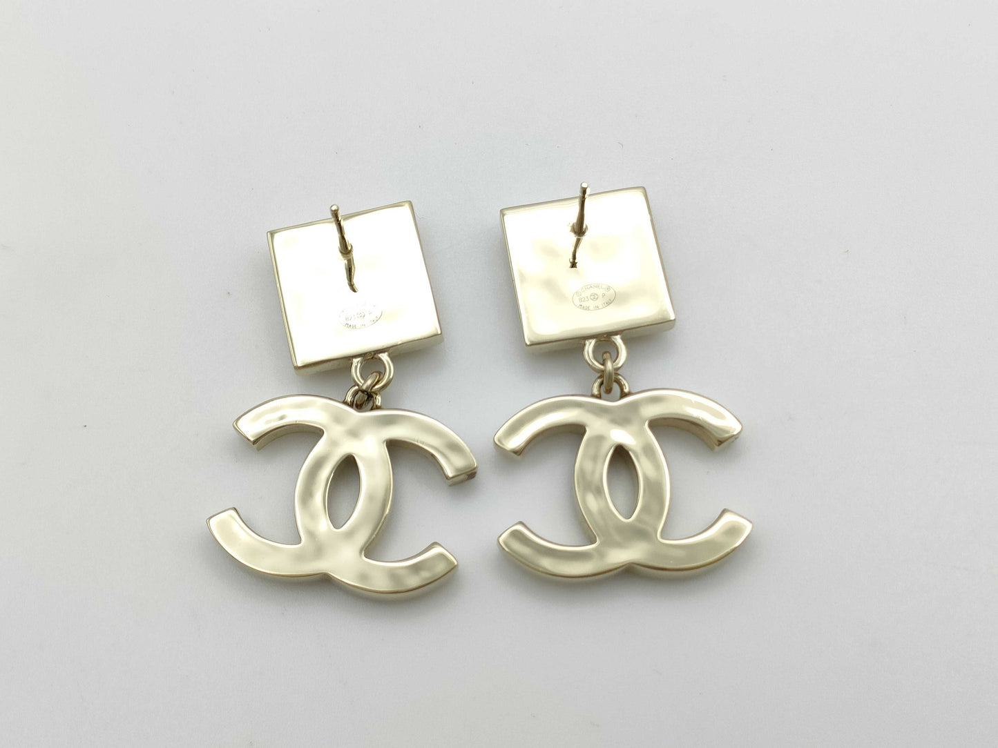 CHANEL Deca Coco Mark Earrings with Rhinestones B23P