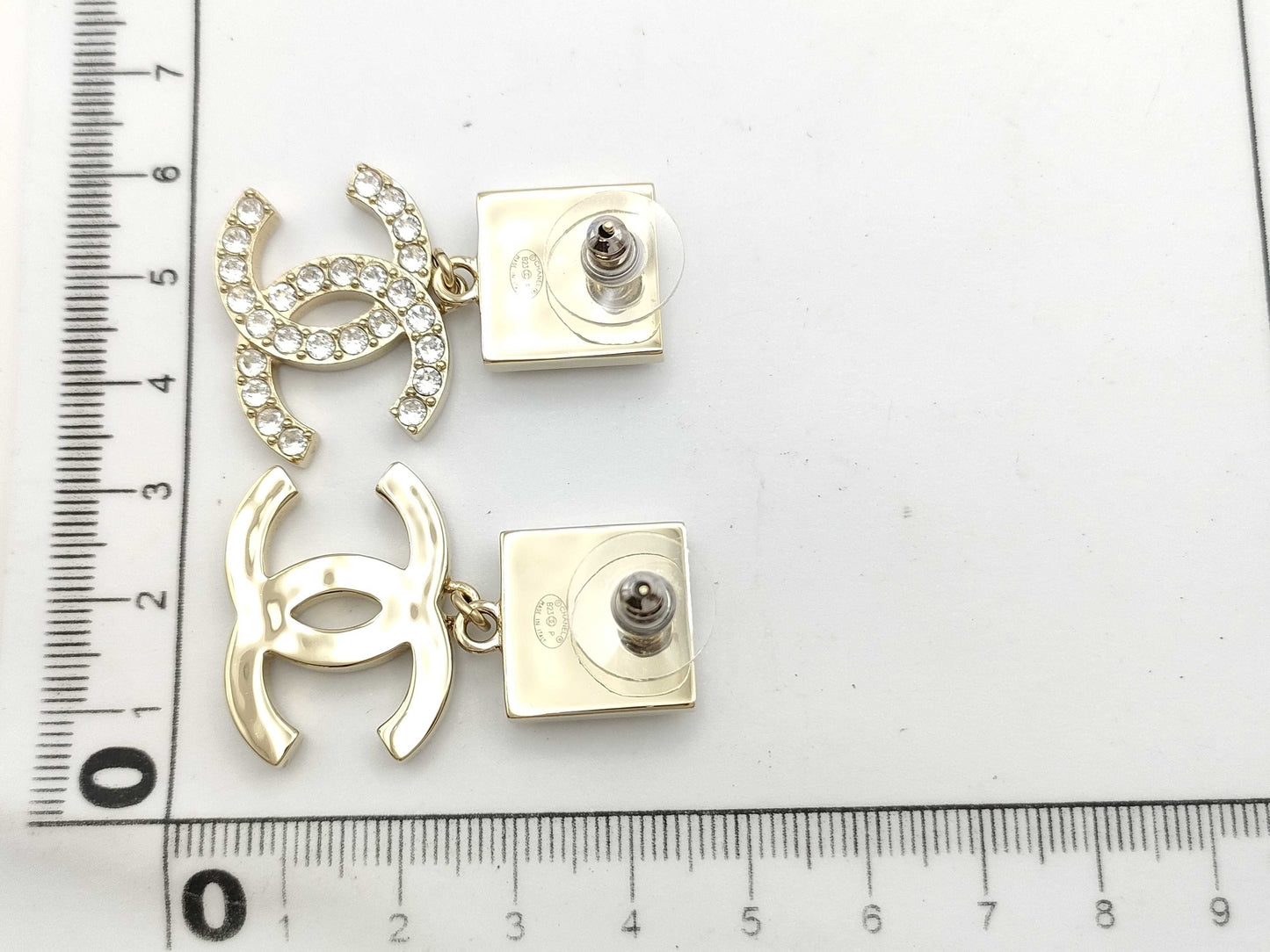 CHANEL Deca Coco Mark Earrings with Rhinestones B23P