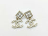 CHANEL Deca Coco Mark Earrings with Rhinestones B23P