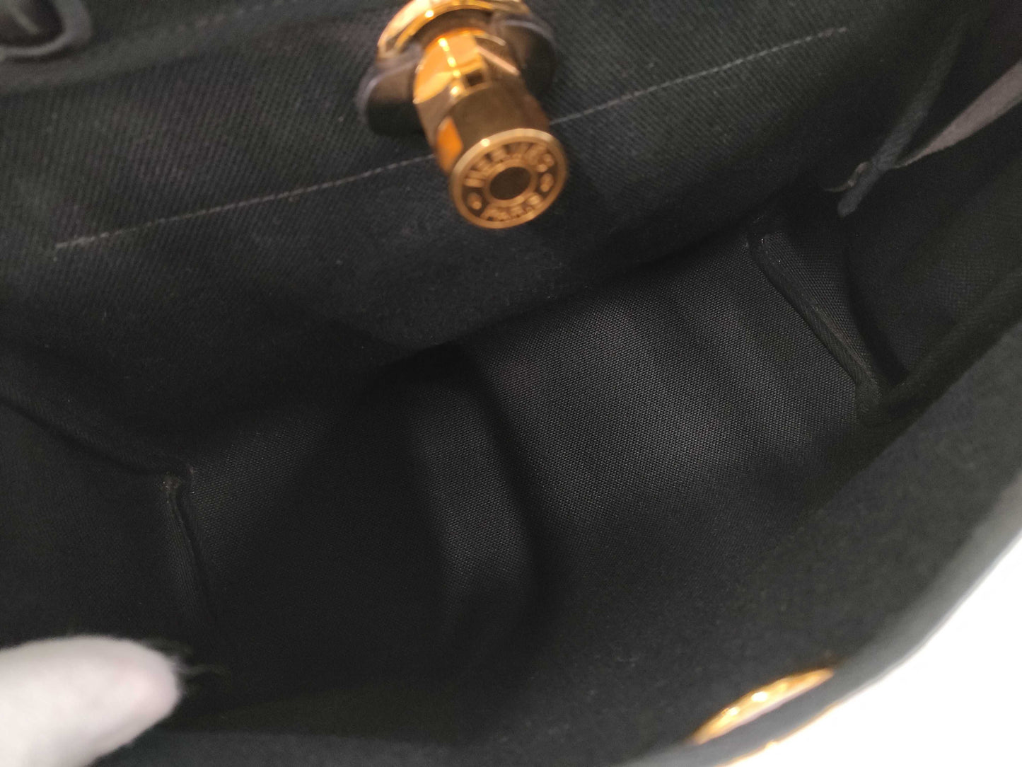 HERMES Airbag Zip 31PM Toile Officier Vache Hunter Black GP Z Stamp Shoulder Bag