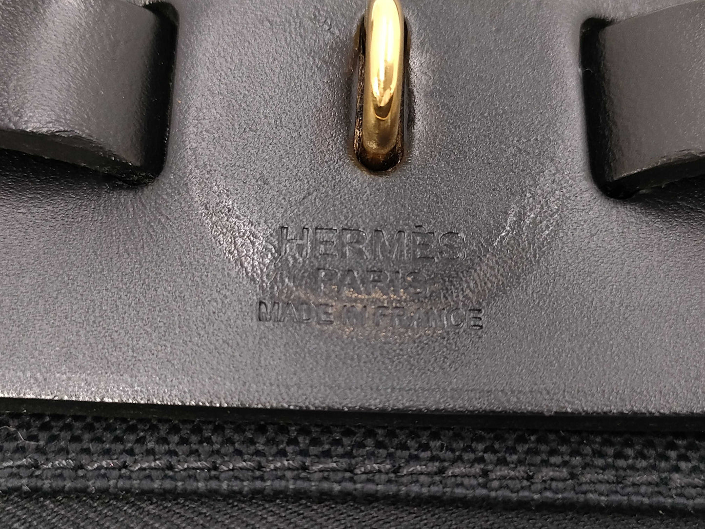 HERMES Airbag Zip 31PM Toile Officier Vache Hunter Black GP Z Stamp Shoulder Bag