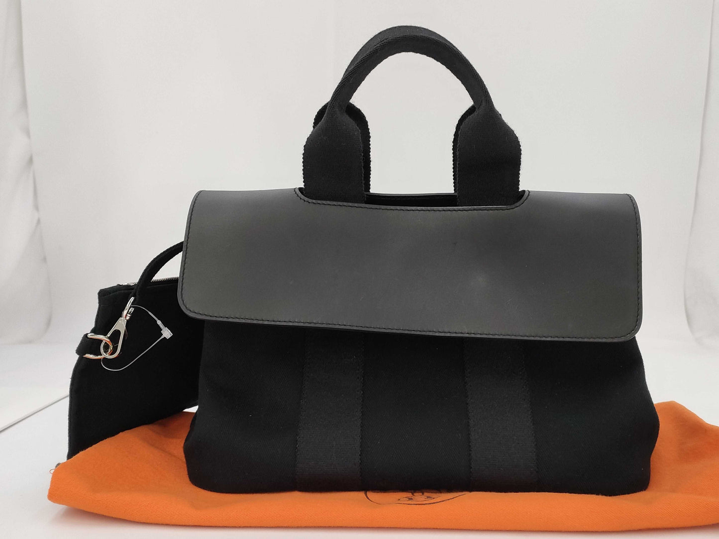 HERMES Valparaiso PM Toile Chevron Black SS Handbag