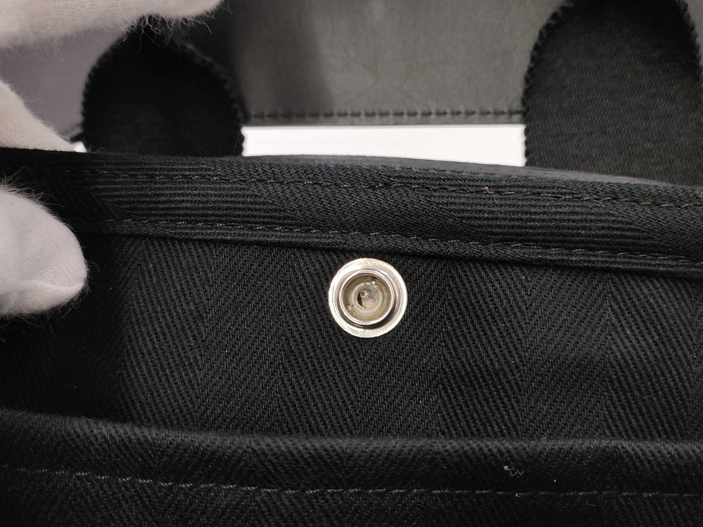 HERMES Valparaiso PM Toile Chevron Black SS Handbag
