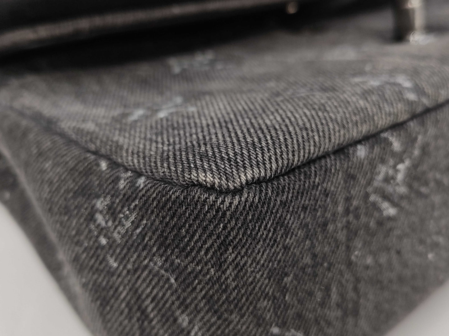 CHANEL Double Flap Denim Gray SS Shoulder Bag