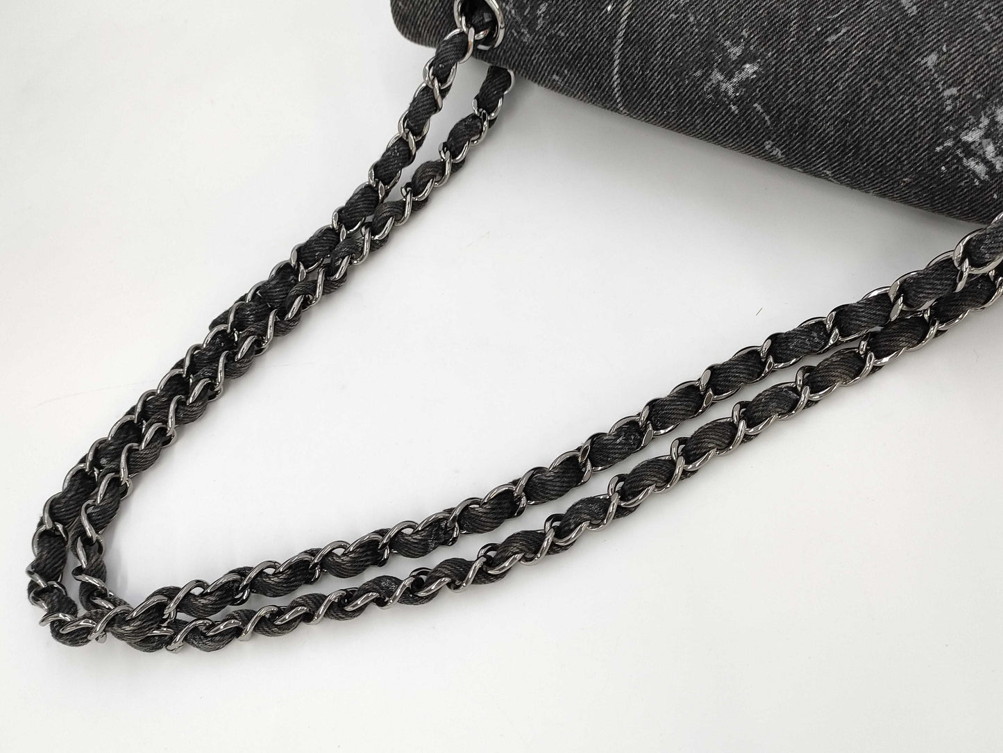 CHANEL Double Flap Denim Gray SS Shoulder Bag