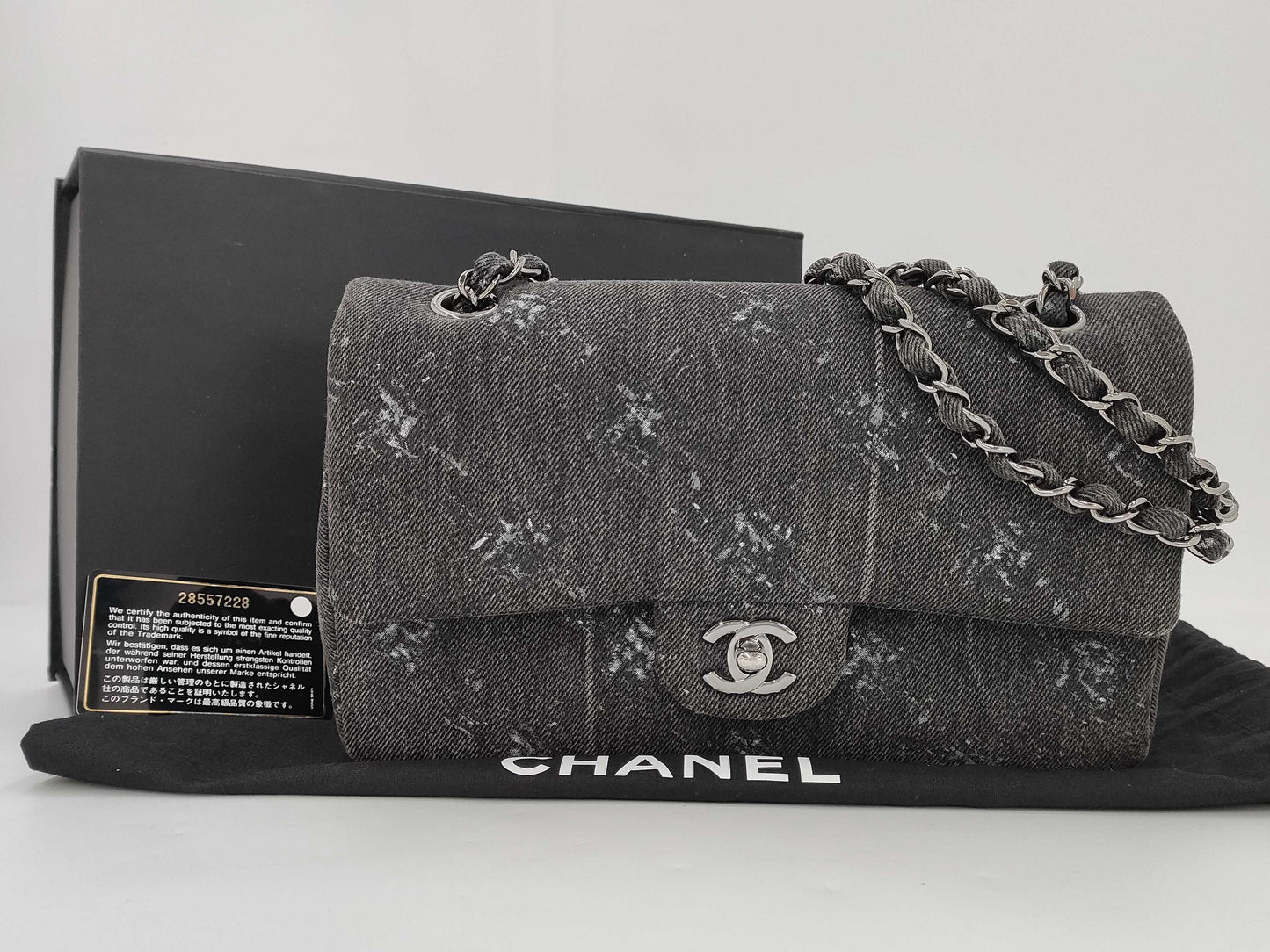 CHANEL Double Flap Denim Gray SS Shoulder Bag