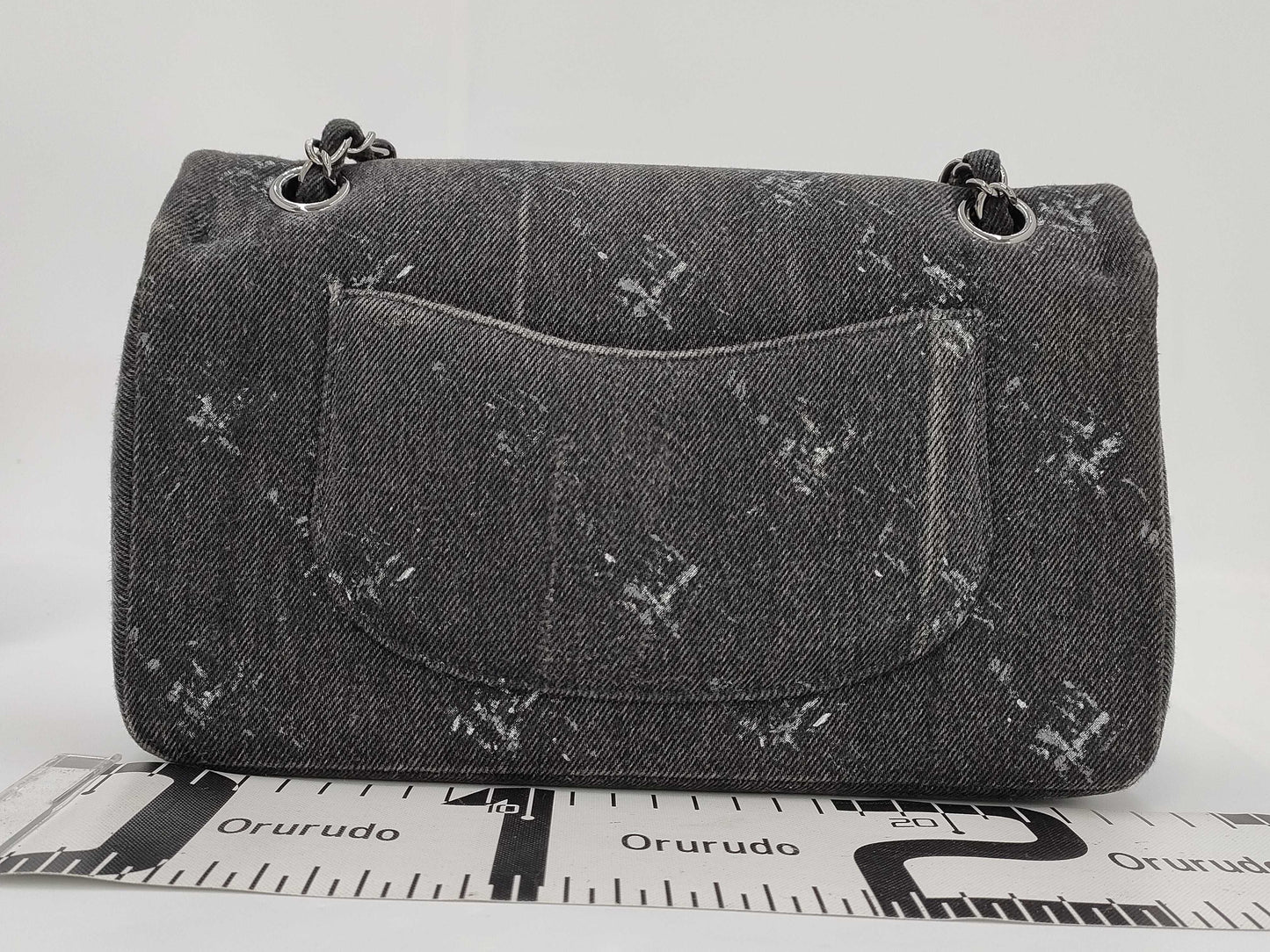 CHANEL Double Flap Denim Gray SS Shoulder Bag