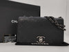 CHANEL Single Flap Bicolor Chain Shoulder Bag in Black Calfskin