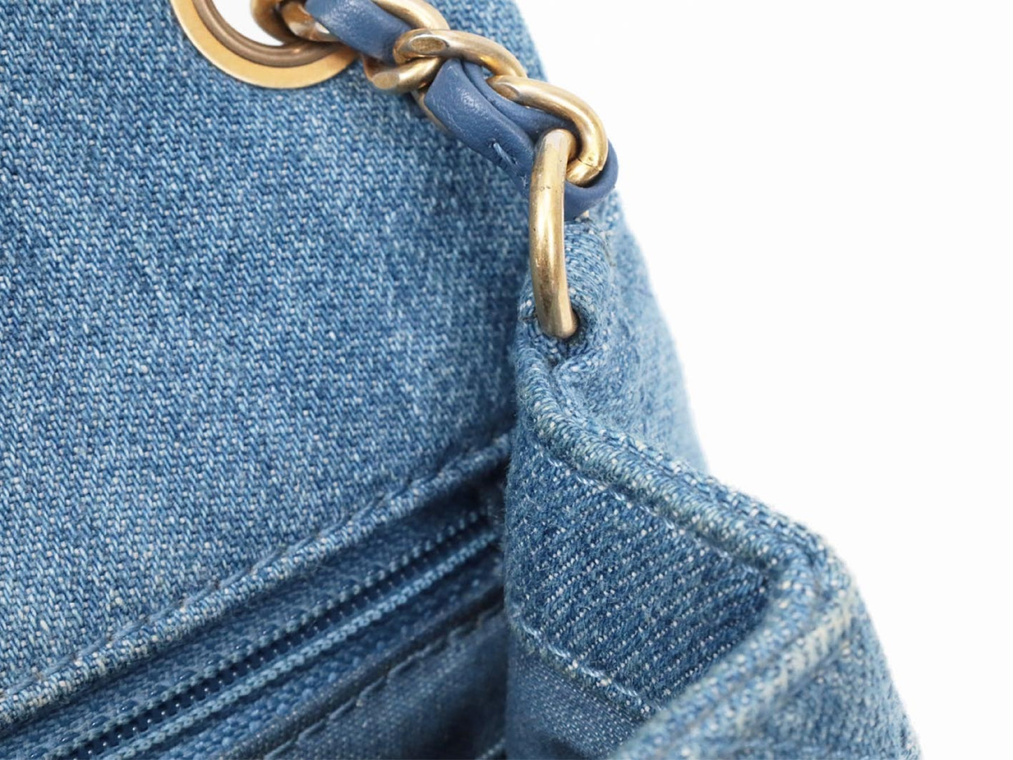 CHANEL Mini Matelasse 20 Denim Pearl Crush Shoulder Bag