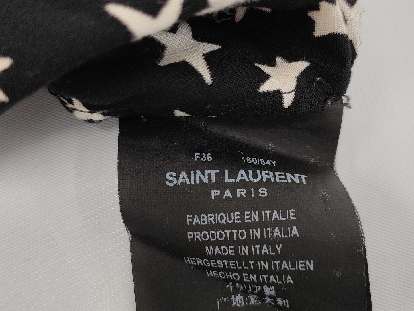 SAINT LAURENT PARIS current tag star print maxi long black dress