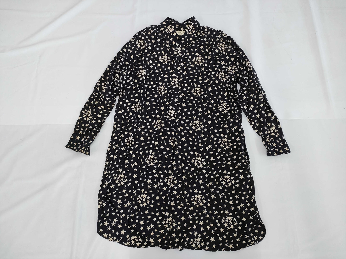 SAINT LAURENT PARIS current tag star print maxi long black dress
