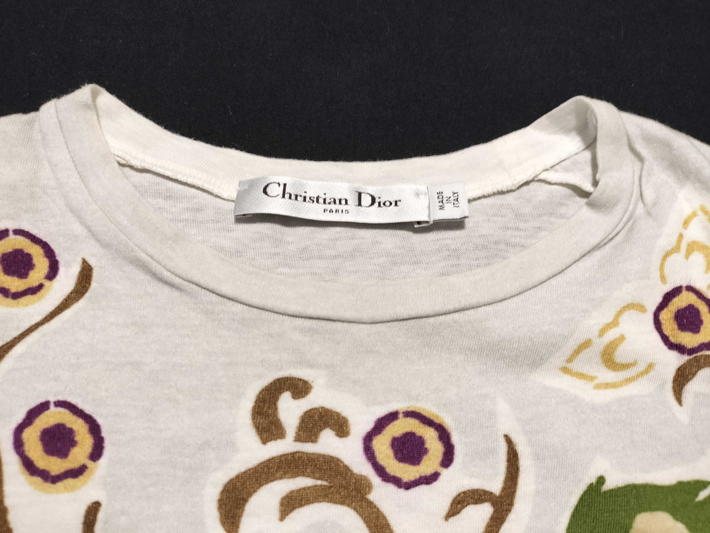 Christian Dior Linen CD Bee Back Logo T-Shirt with Current Dior Tag