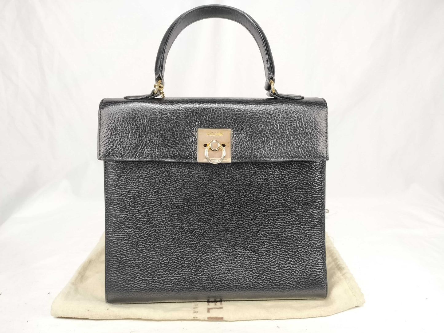 CELINE Gancini Chain Black Handbag
