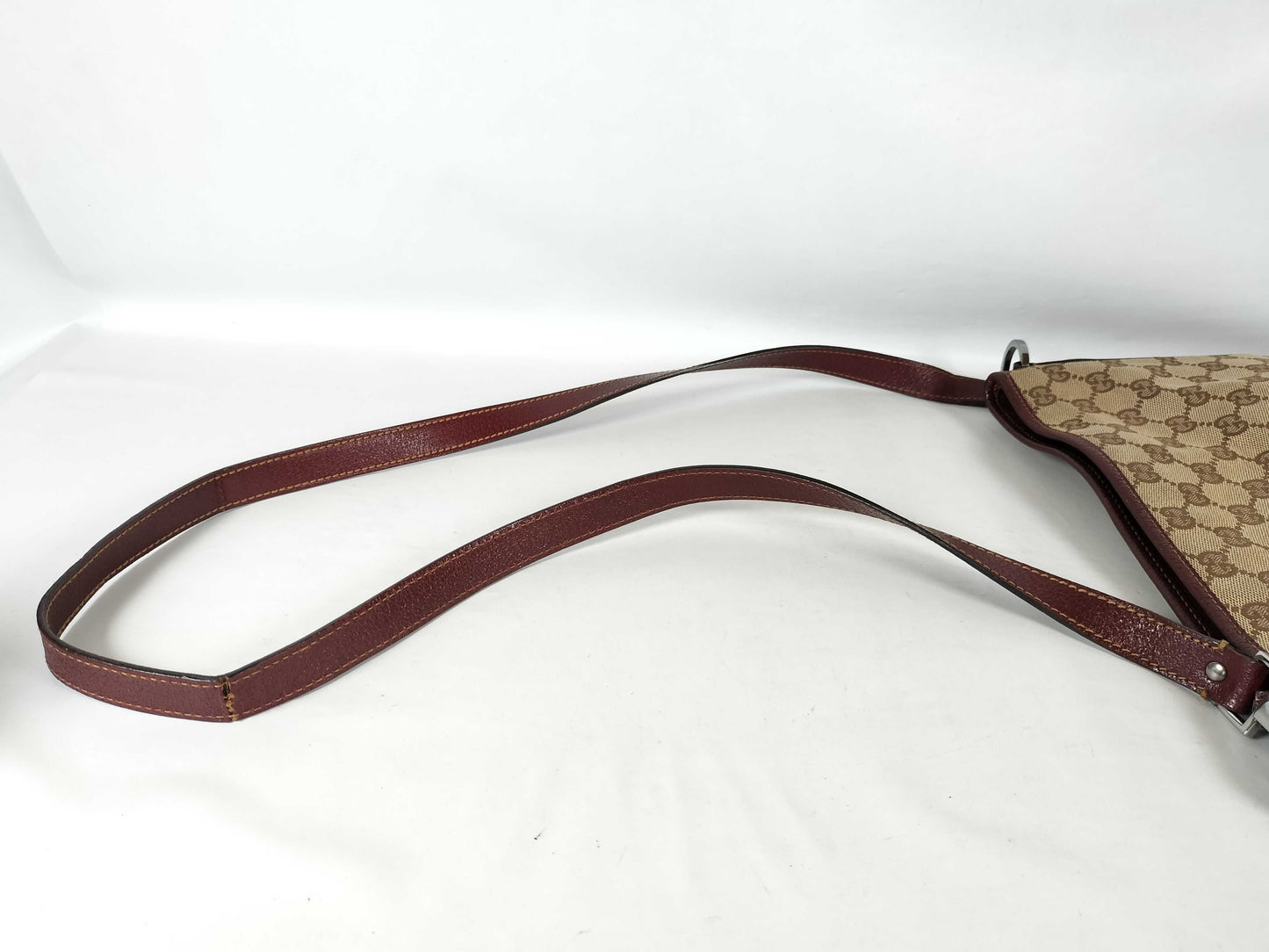 GUCCI GG Canvas Shoulder Bag 113013 Beige/Wine Red W30cm Shoulder Bag