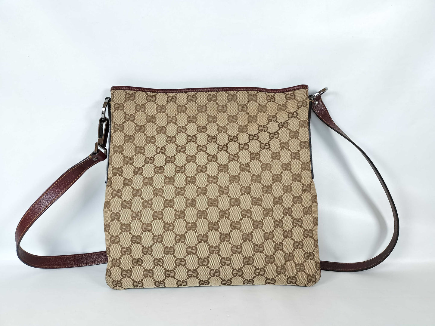 GUCCI GG Canvas Shoulder Bag 113013 Beige/Wine Red W30cm Shoulder Bag