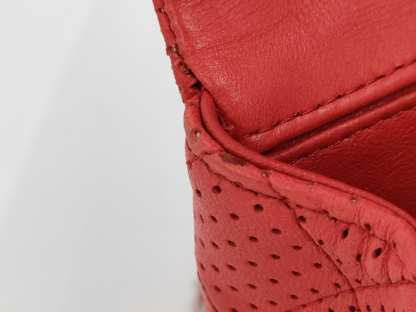 CHANEL Punched Chain Shoulder Bag, Red, 11253789