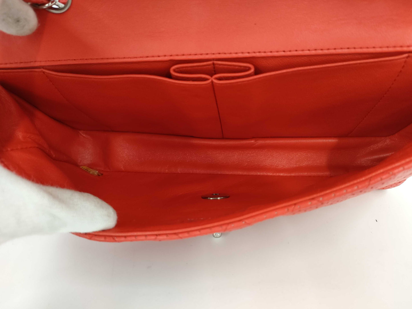 CHANEL Punched Chain Shoulder Bag, Red, 11253789