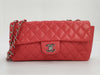 CHANEL Punched Chain Shoulder Bag, Red, 11253789