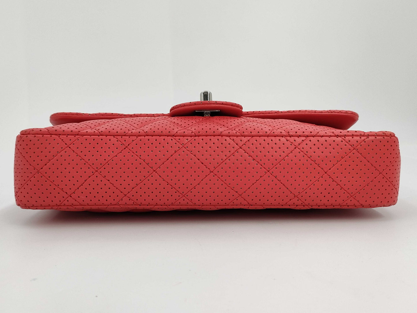 CHANEL Punched Chain Shoulder Bag, Red, 11253789