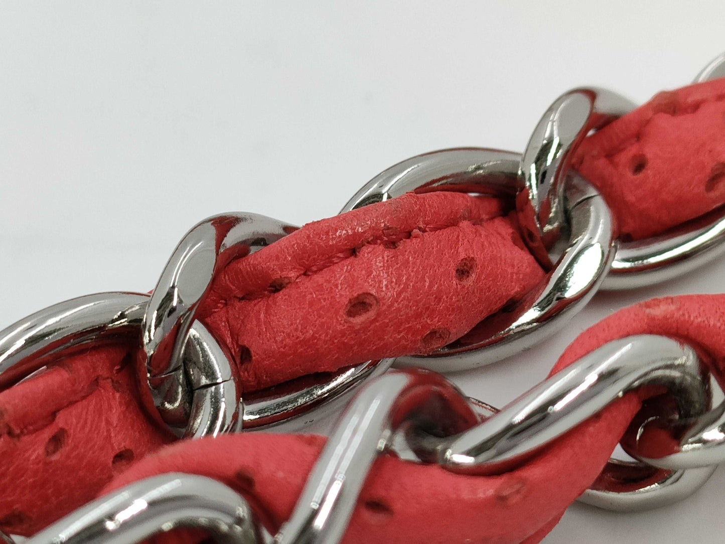 CHANEL Punched Chain Shoulder Bag, Red, 11253789