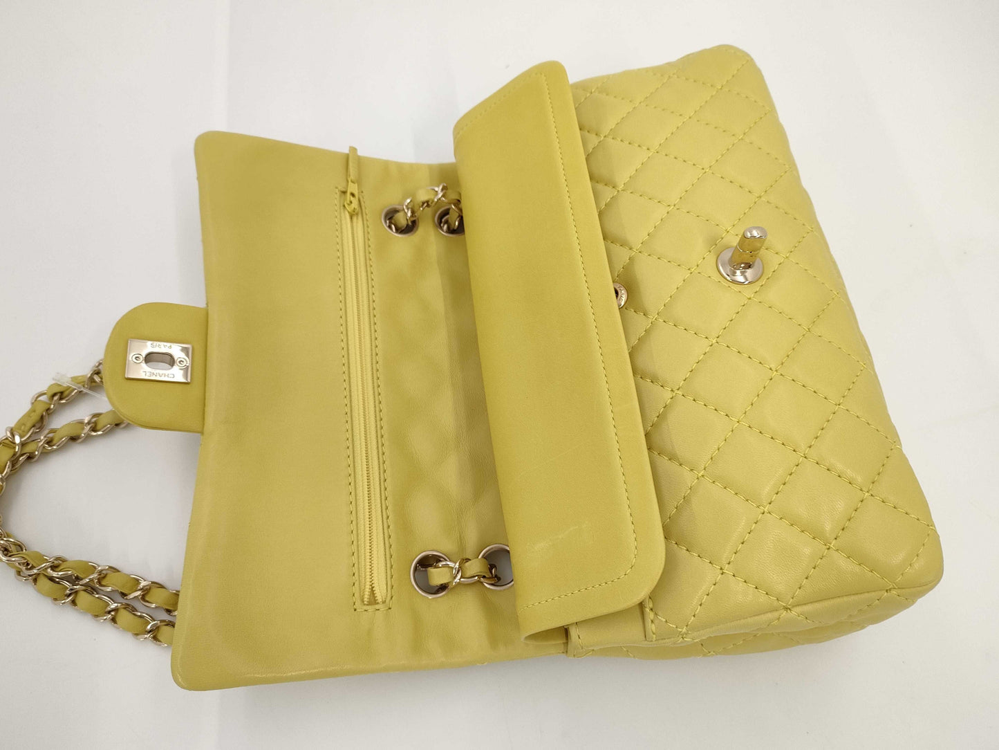 CHANEL Matelasse Chain Shoulder Bag, Yellow, 12846525