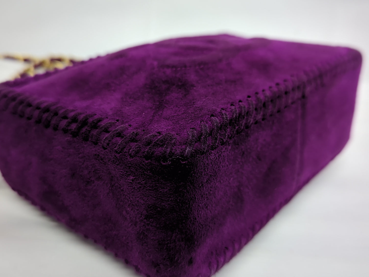 CHANEL Velour Deca Coco Fringe Chain Shoulder Bag Purple