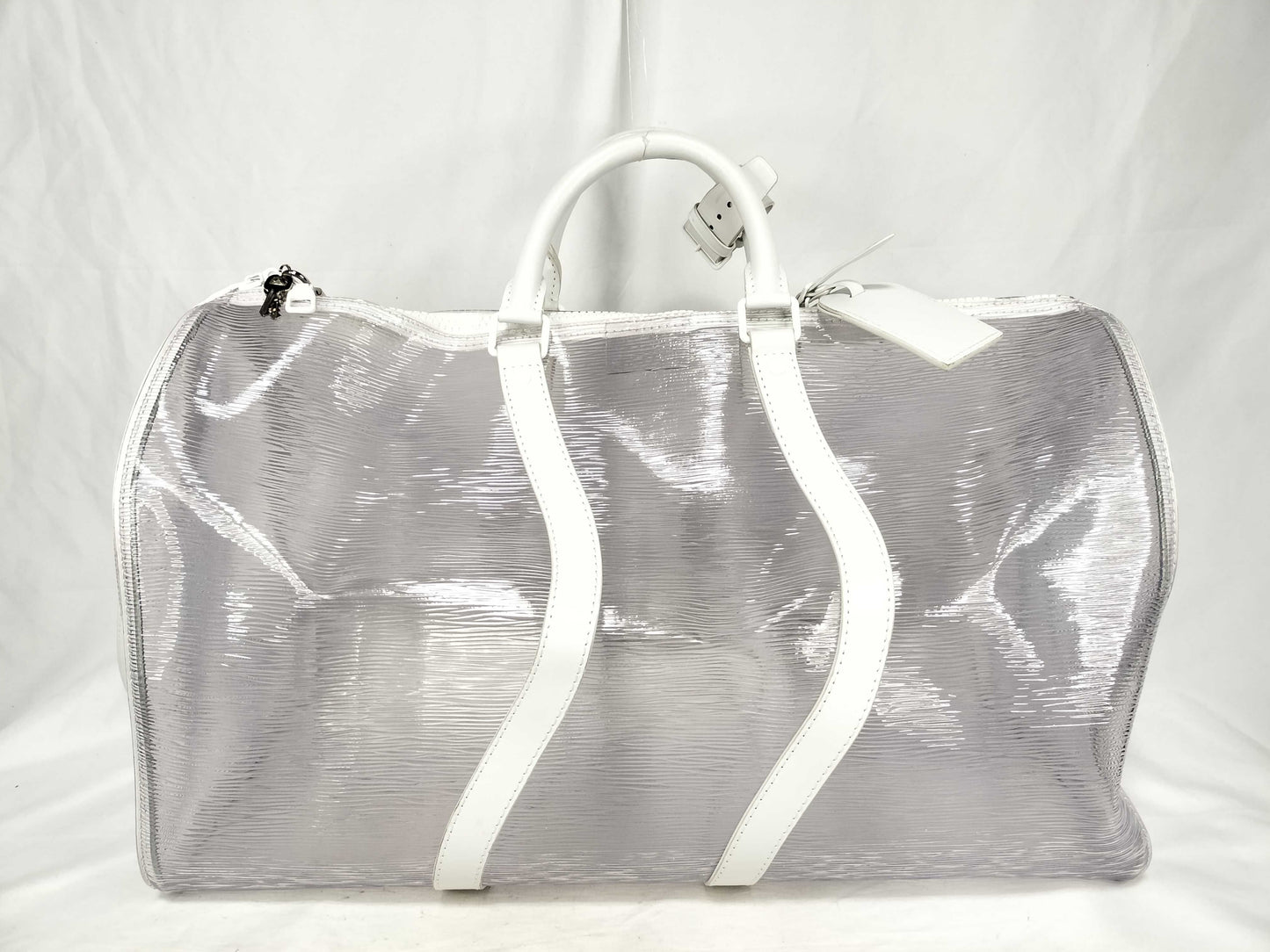 LOUIS VUITTON M55814 Epi Plage Keepall Bandouliere M55814/MB3179 Boston Bag with Strap, Cadena, Key, and Name Tag