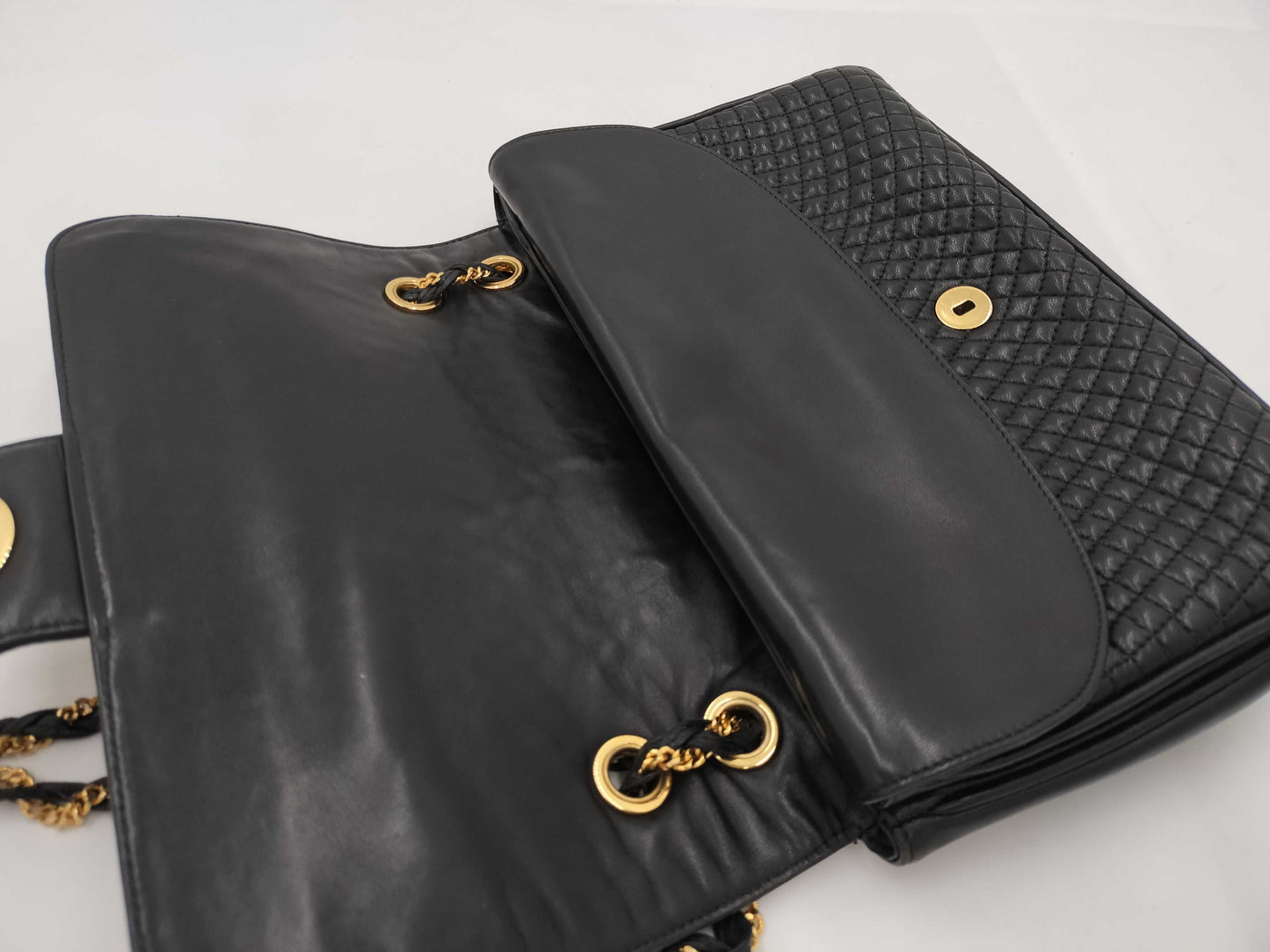 BALLY Chain Shoulder Bag Black Quilted Bag