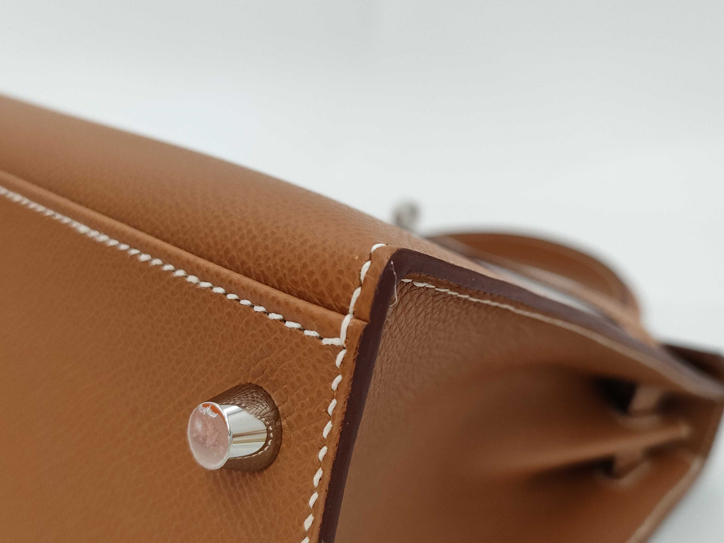 HERMES Kelly 28 Epsom Gold with Silver Hardware and Silver-Tone W Stamp