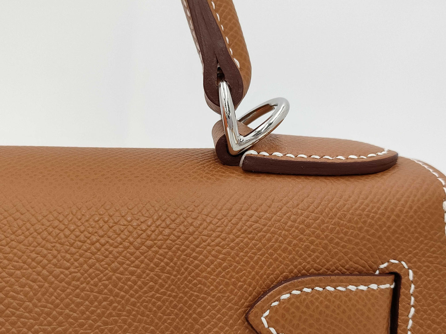 HERMES Kelly 28 Epsom Gold with Silver Hardware and Silver-Tone W Stamp