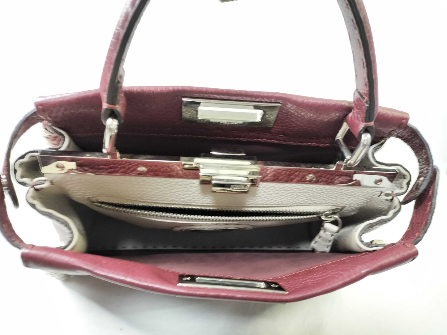 FENDI Peekaboo Medium Selleria x Python Burgundy 2-way Handbag 8BN290