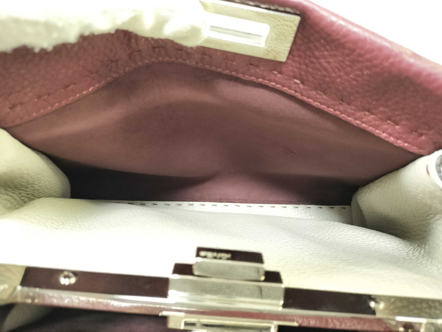FENDI Peekaboo Medium Selleria x Python Burgundy 2-way Handbag 8BN290