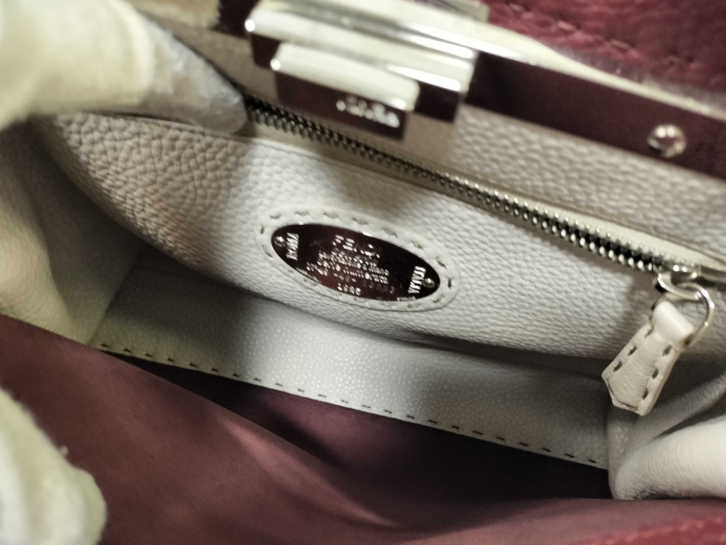 FENDI Peekaboo Medium Selleria x Python Burgundy 2-way Handbag 8BN290