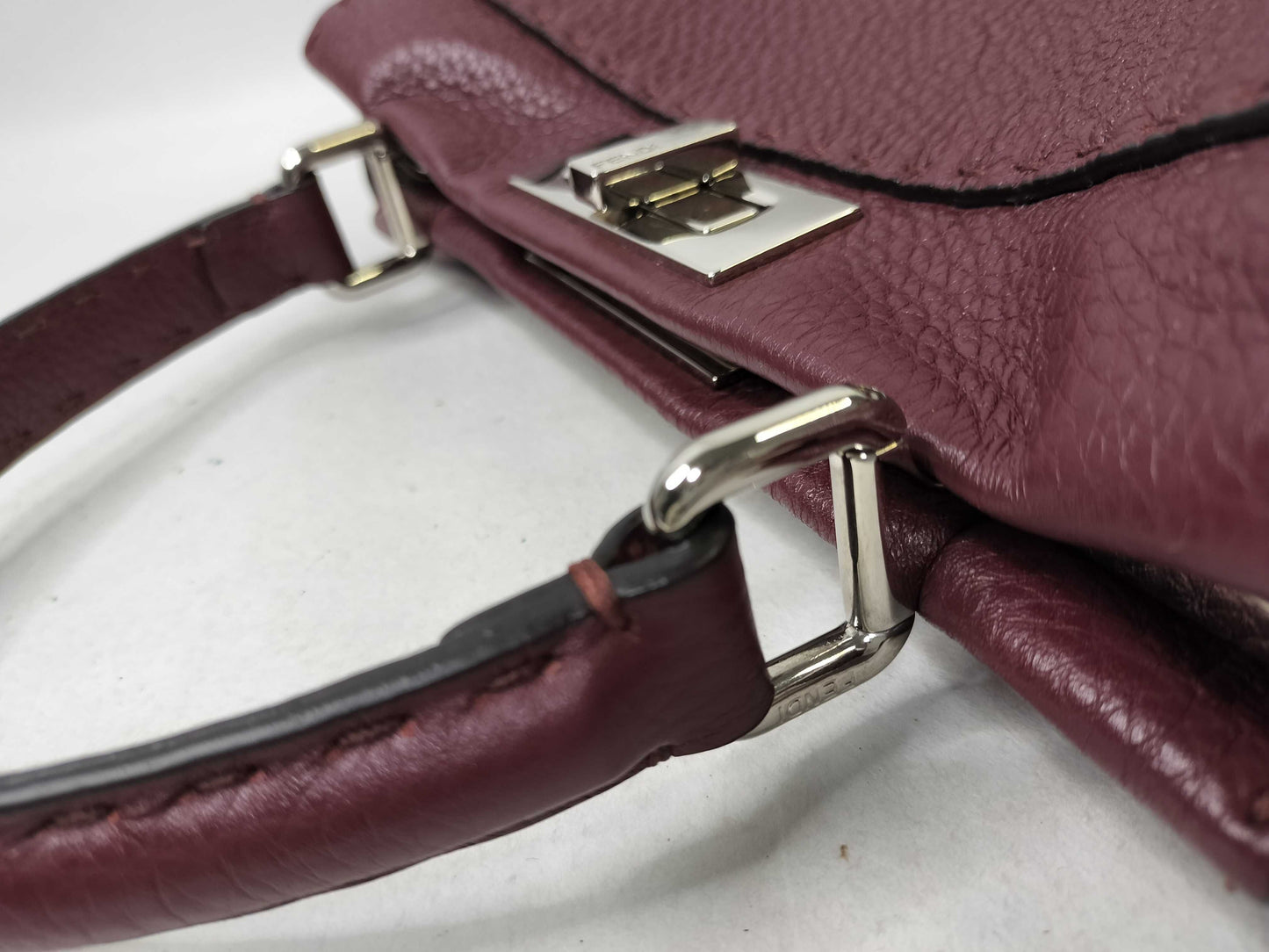 FENDI Peekaboo Medium Selleria x Python Burgundy 2-way Handbag 8BN290
