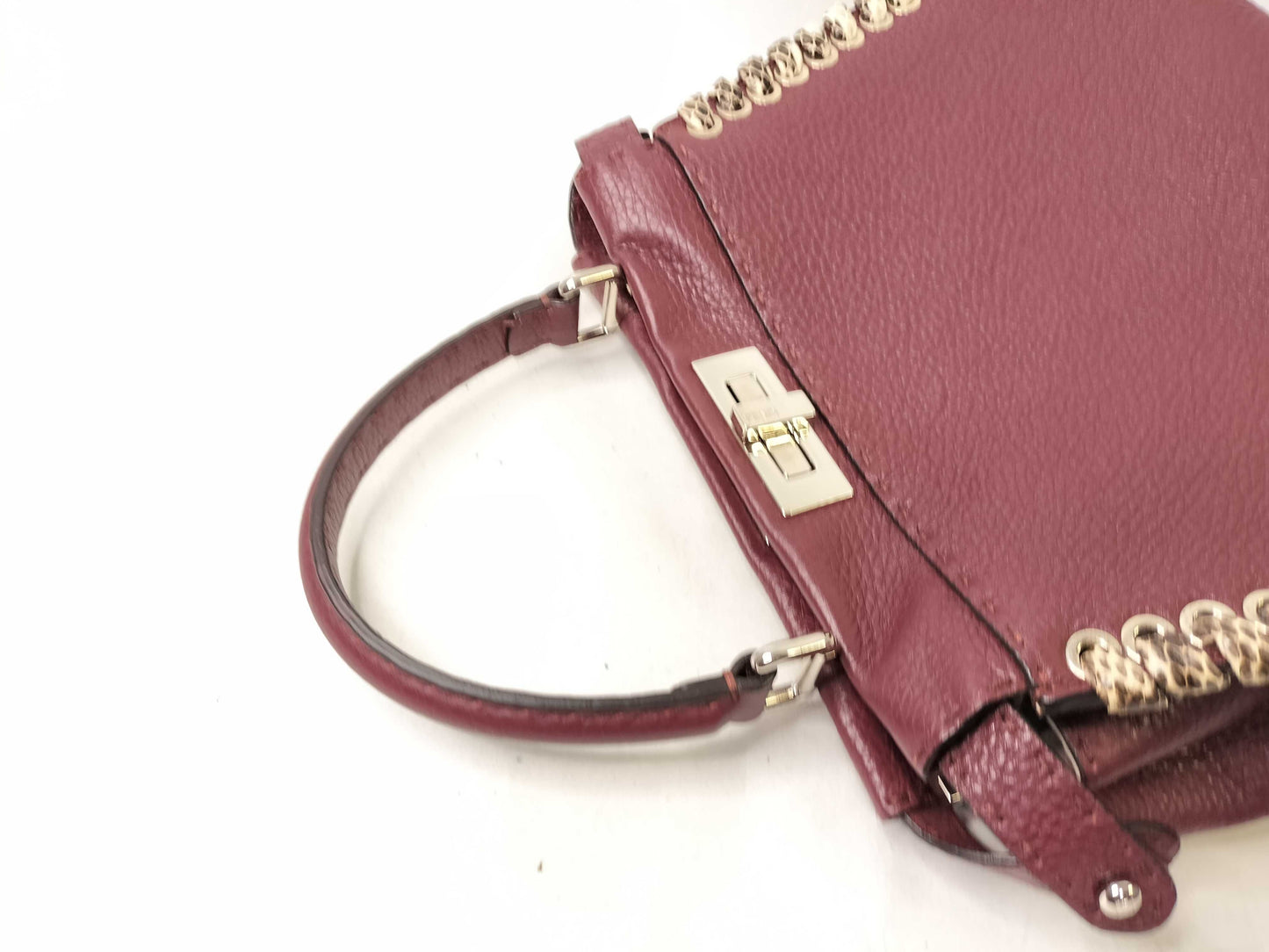 FENDI Peekaboo Medium Selleria x Python Burgundy 2-way Handbag 8BN290