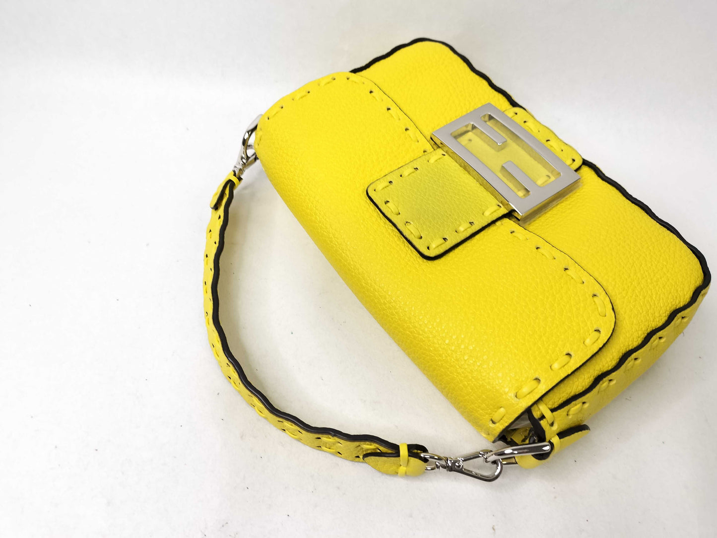 FENDI Mini Bucket Selleria 2-Way Handbag Yellow 8BS017