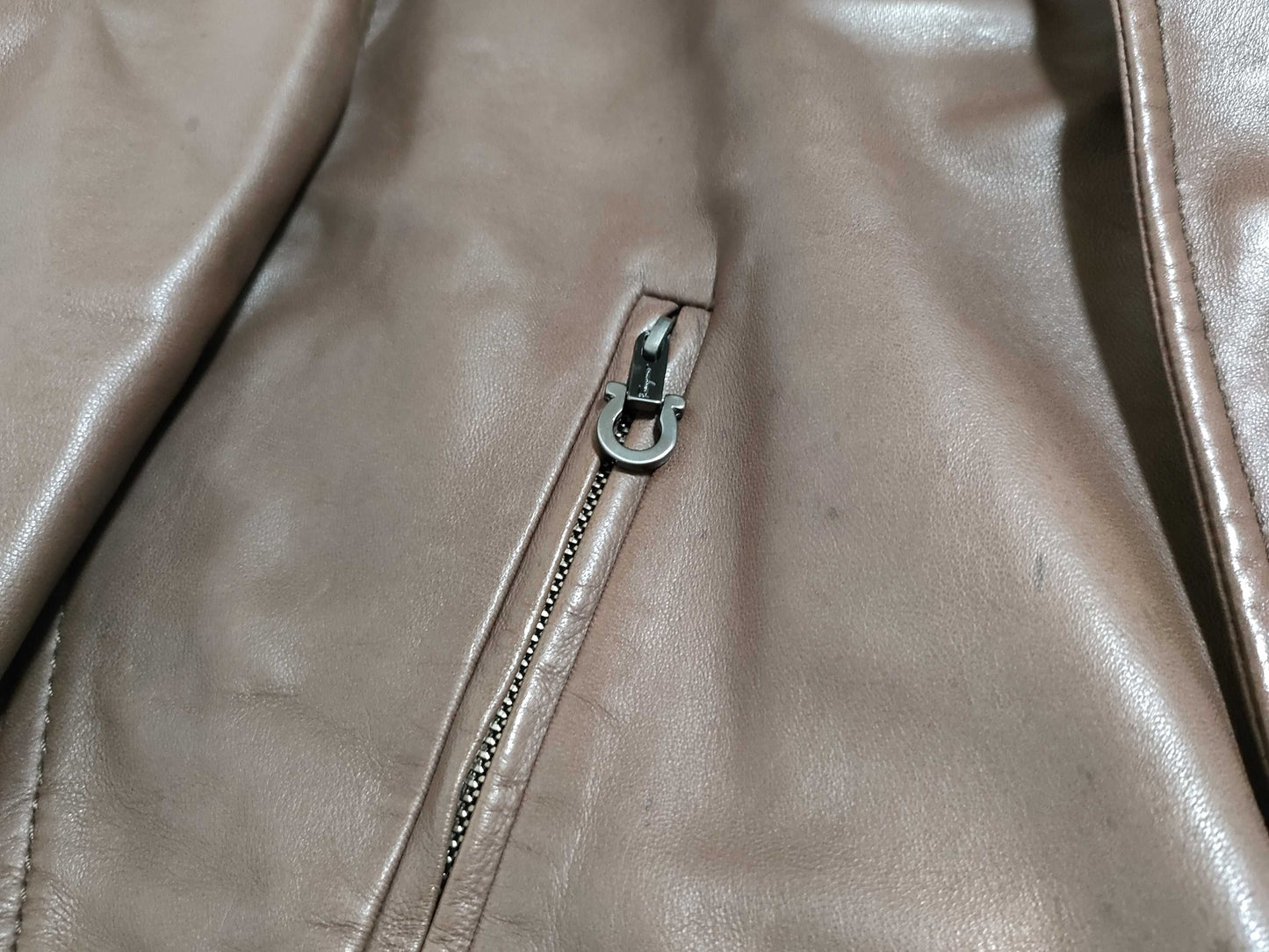 Salvatore Ferragamo Gancini Leather Jacket, Lambskin with Gancini Hardware