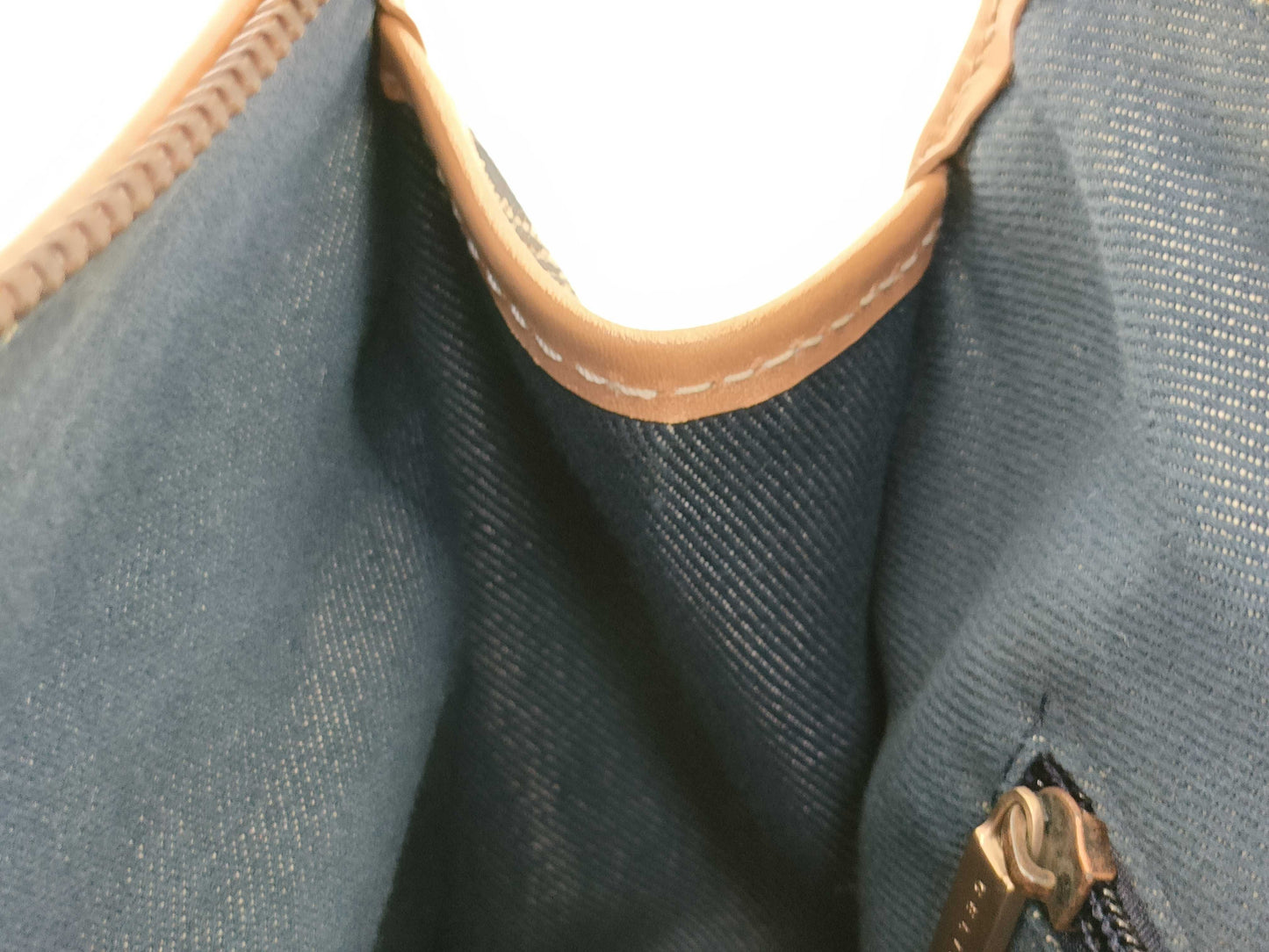 CELINE Macadam Denim Leather Handbag in Gray and Bronze