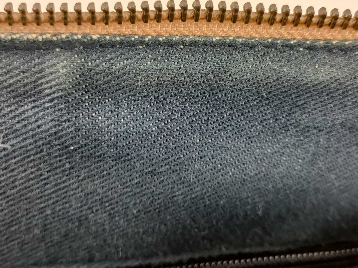 CELINE Macadam Denim Leather Handbag in Gray and Bronze