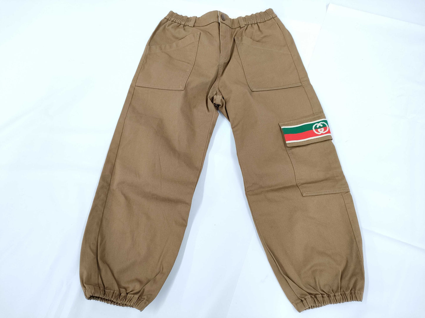GUCCI Kids' Cotton Cargo Pants, Sherry Line, Brown, Size 8