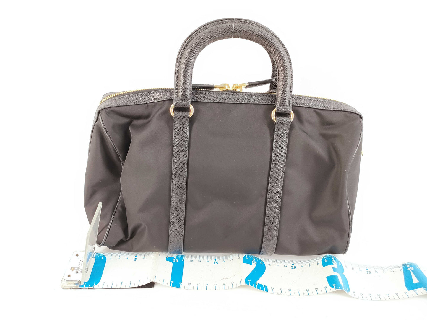 PRADA Re-Nylon Saffiano Leather Medium Black Handbag 1BB233