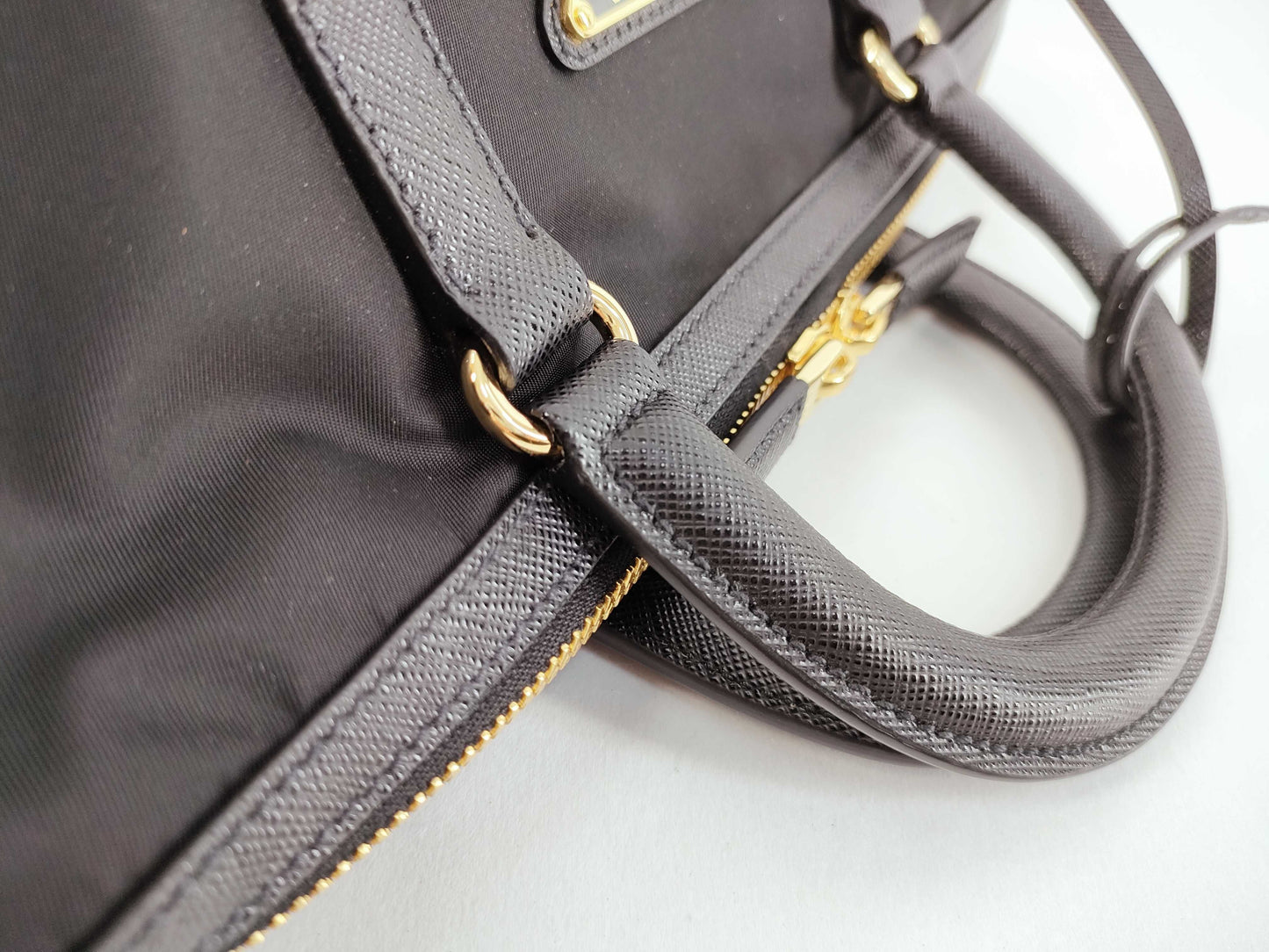 PRADA Re-Nylon Saffiano Leather Medium Black Handbag 1BB233