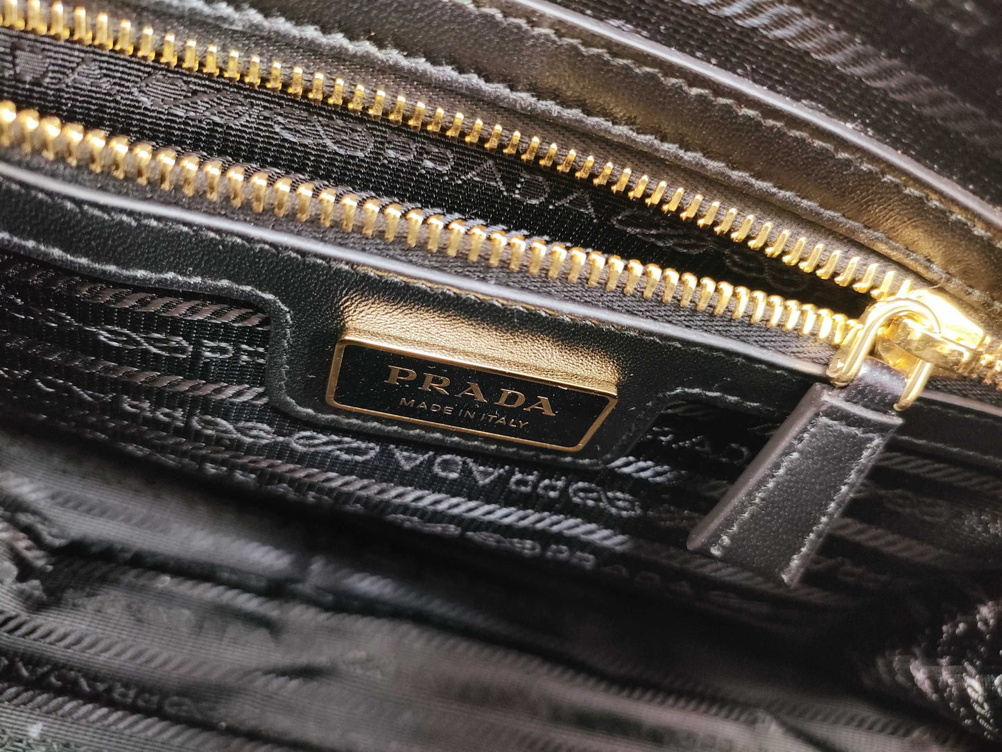 PRADA Re-Nylon Saffiano Leather Medium Black Handbag 1BB233