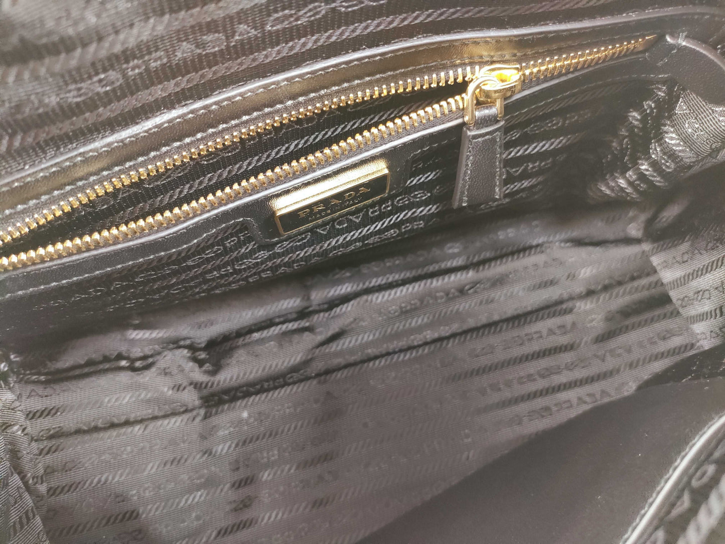 PRADA Re-Nylon Saffiano Leather Medium Black Handbag 1BB233
