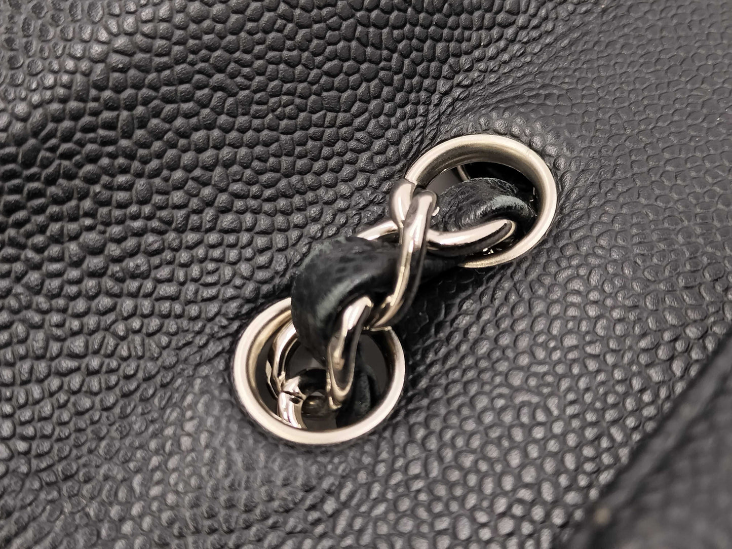 CHANEL Deca Matelasse Chain Shoulder Bag in Black Caviar Leather