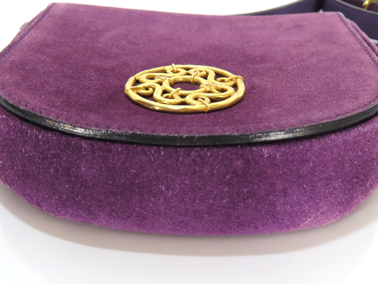CELINE CELINE Circle Hardware Shoulder Bag Suede Shoulder Bag