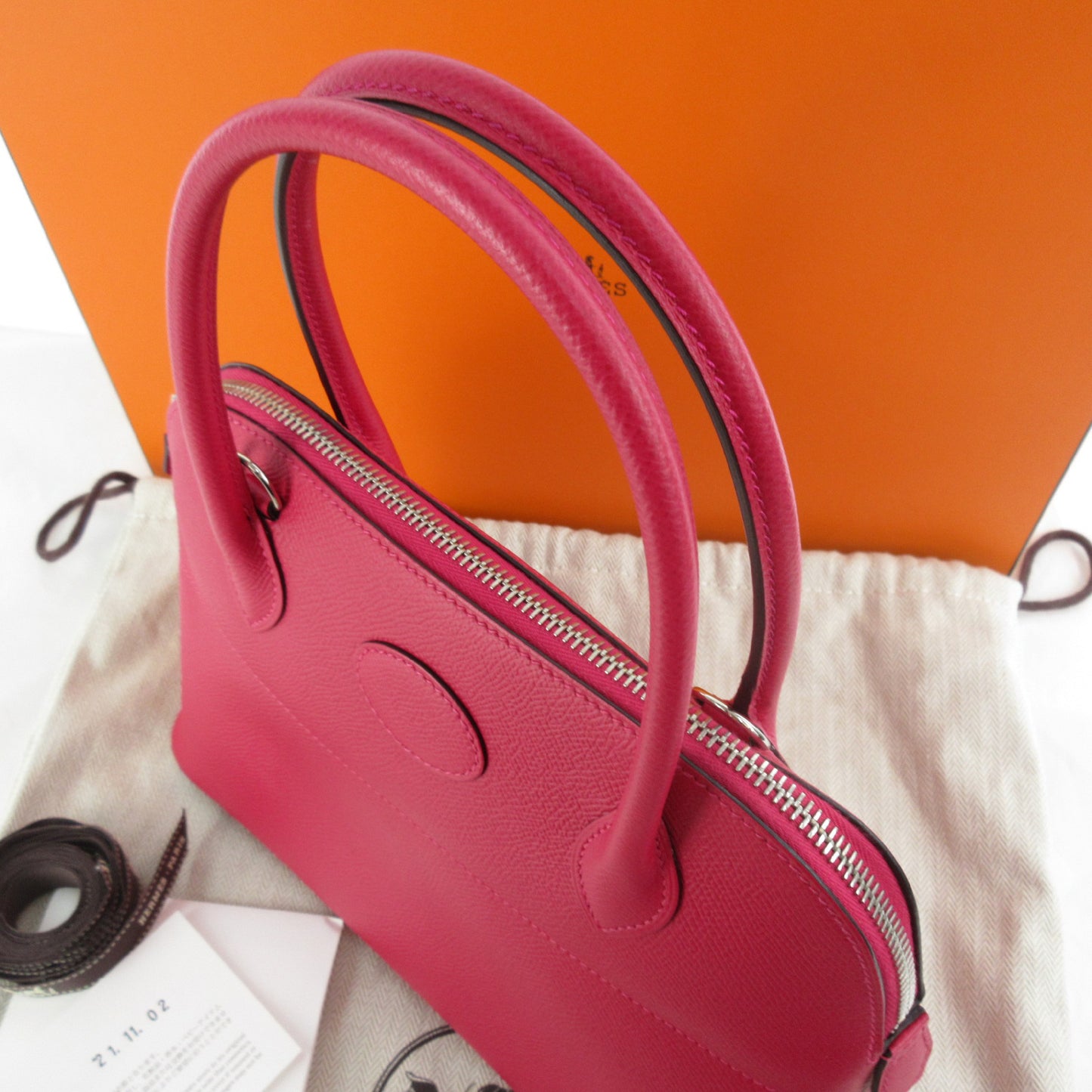 HERMES Z Stamp Bolide 27 Framboise Pink Epson Handbag Shoulder Bag